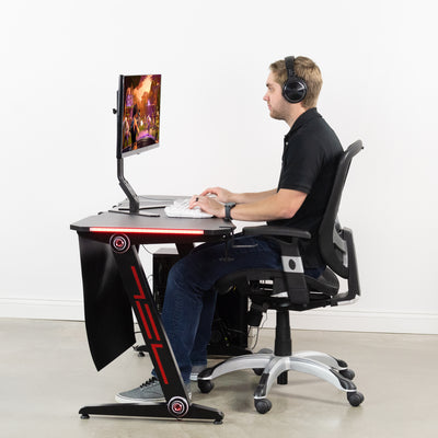Heavy-duty z shaped gaming computer table desk.