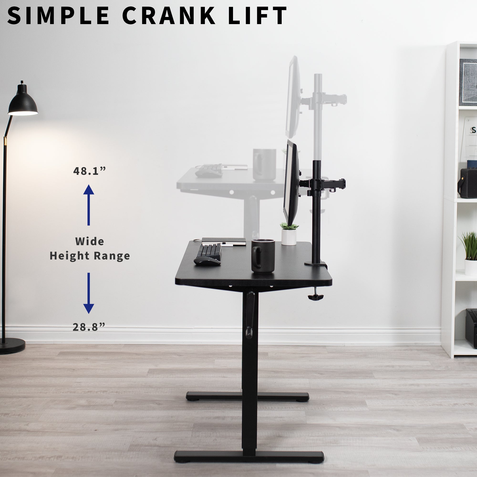 Smart control panel programmable Simple crank lift with a variety of height range levels. and a power saving mode. 