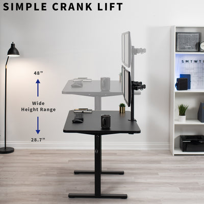 Simple crank lift with a variety of height range levels.