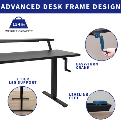 Highlights of easy turn crank, sturdy leg support, and foot levels.