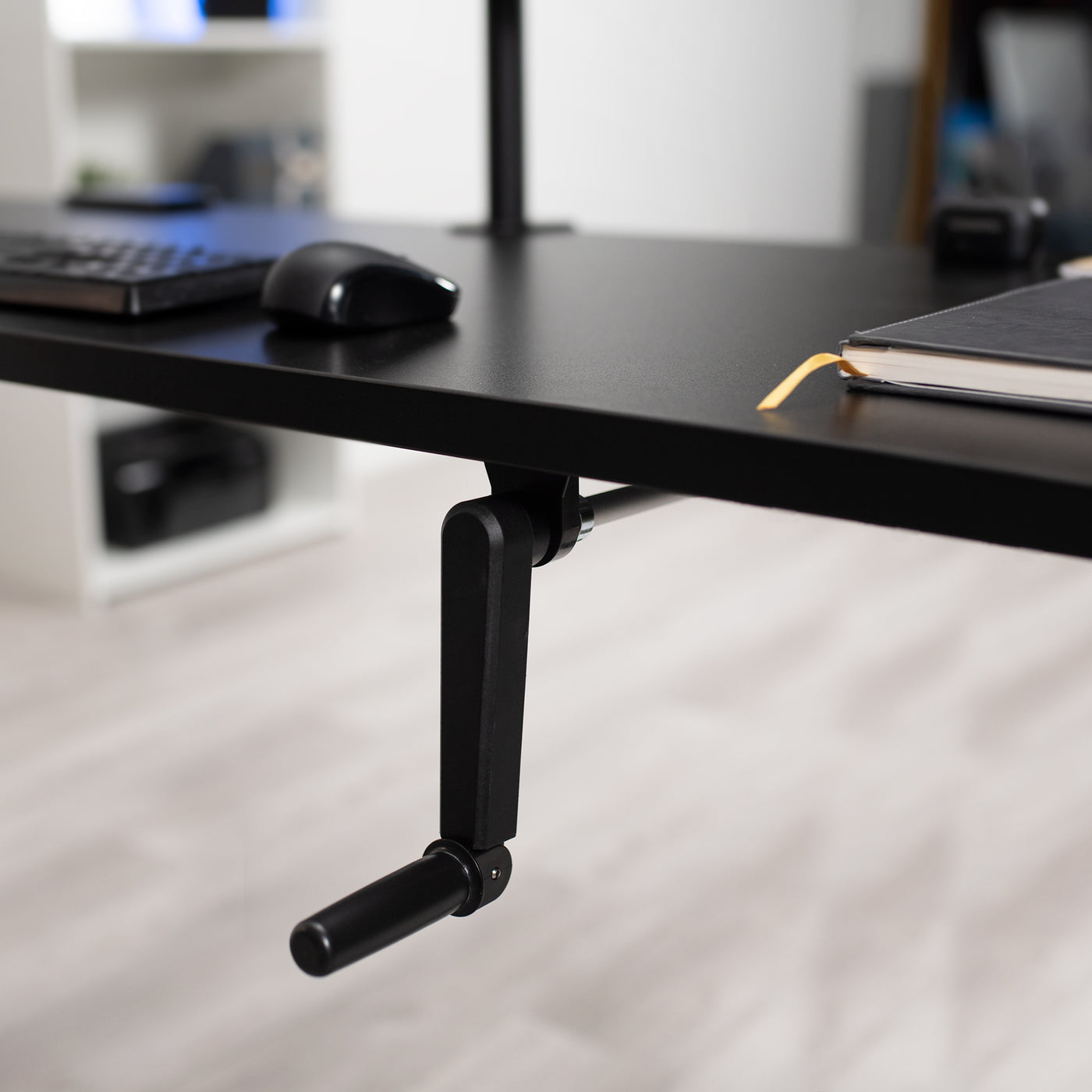 Black 58" x 35" Corner Manual Height Adjustable Desk