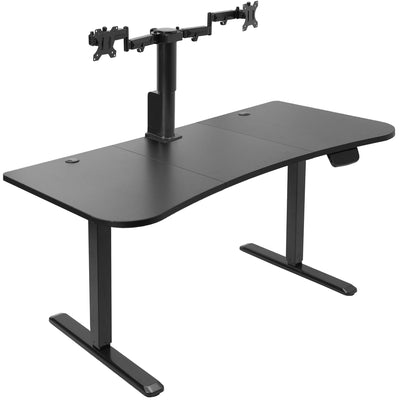 Large smooth curved built-in dual monitor mount desk from VIVO!