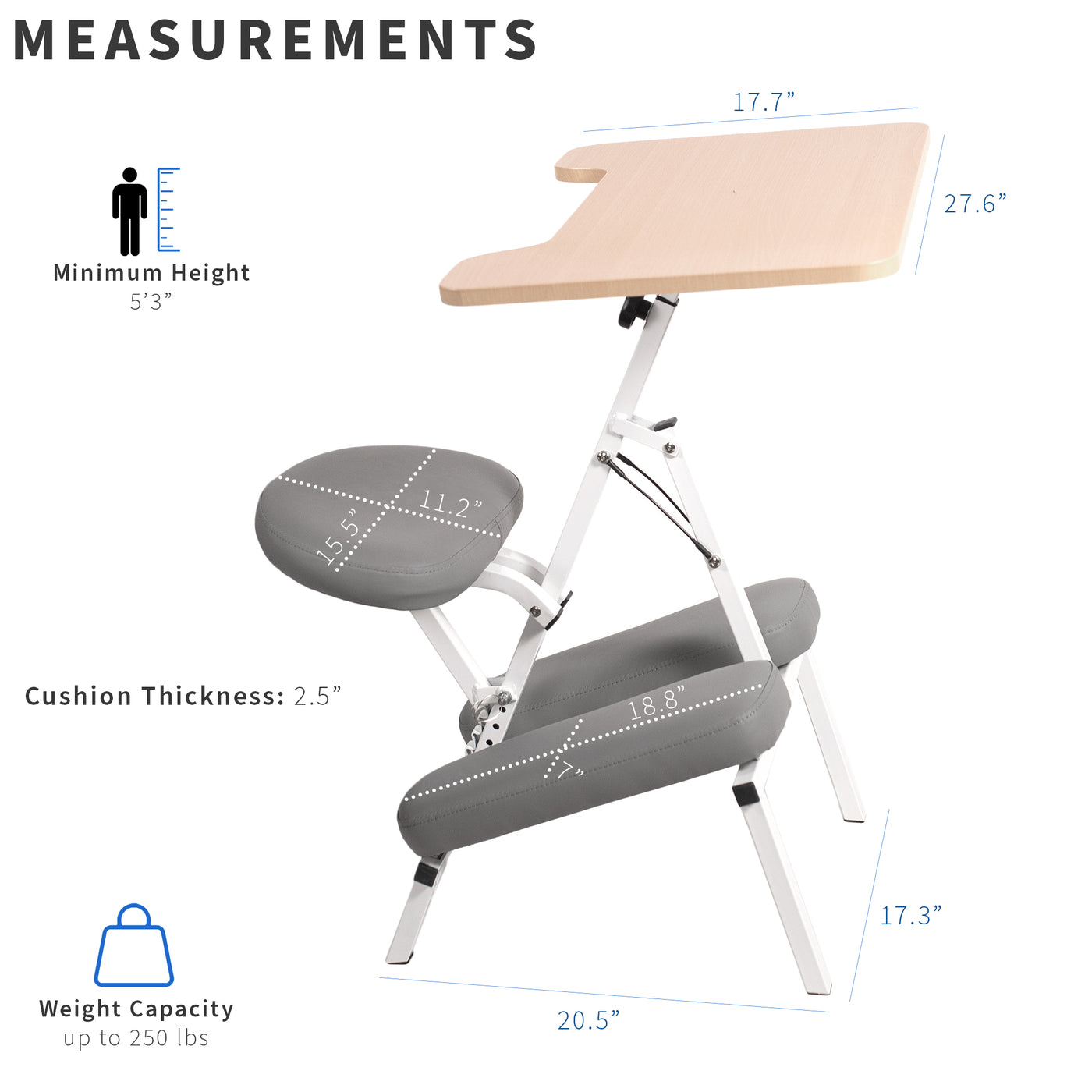 Adjustable Ergonomic Kneeling Chair with Back Support – VIVO - desk  solutions, screen mounting, and more