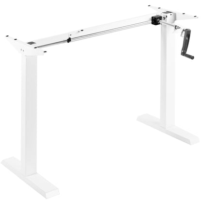 White Compact Crank Height Adjustable Desk Frame