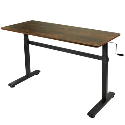Rustic Vintage Brown Crank Height Adjustable 55” Desk