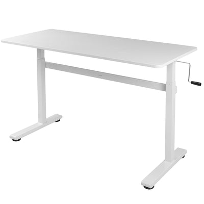 White Crank Height Adjustable 55” Desk