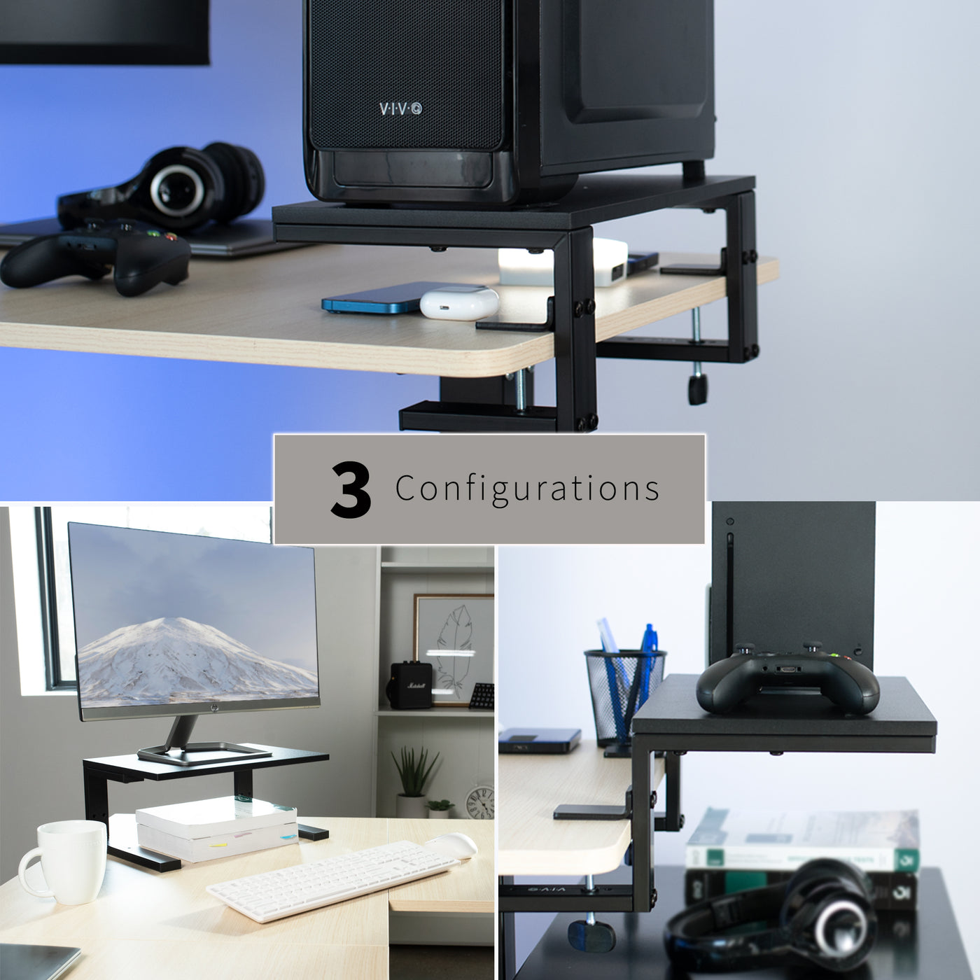Clamp-on Versatile Desktop Shelf Riser – VIVO - desk solutions, screen ...