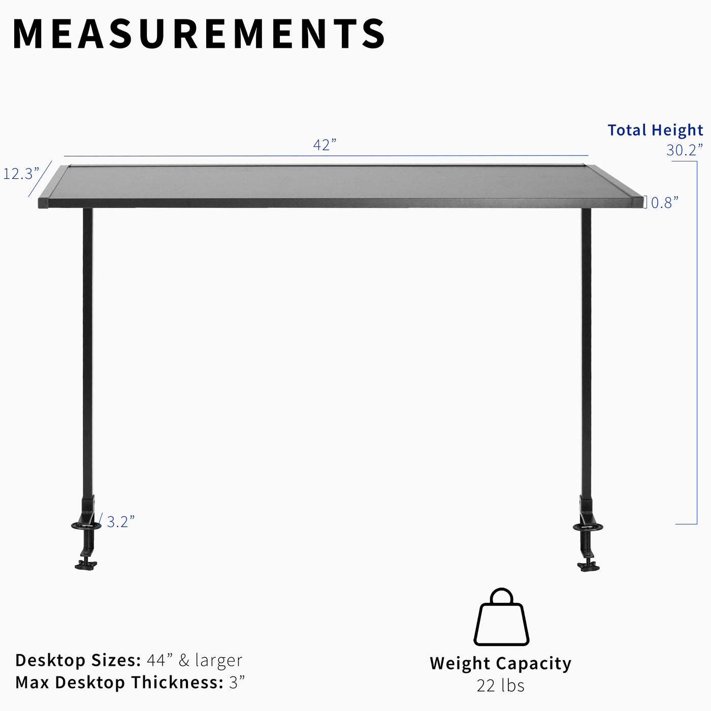 Black 42” Clamp-on Overhead Shelf – VIVO - desk solutions, screen mounting,  and more