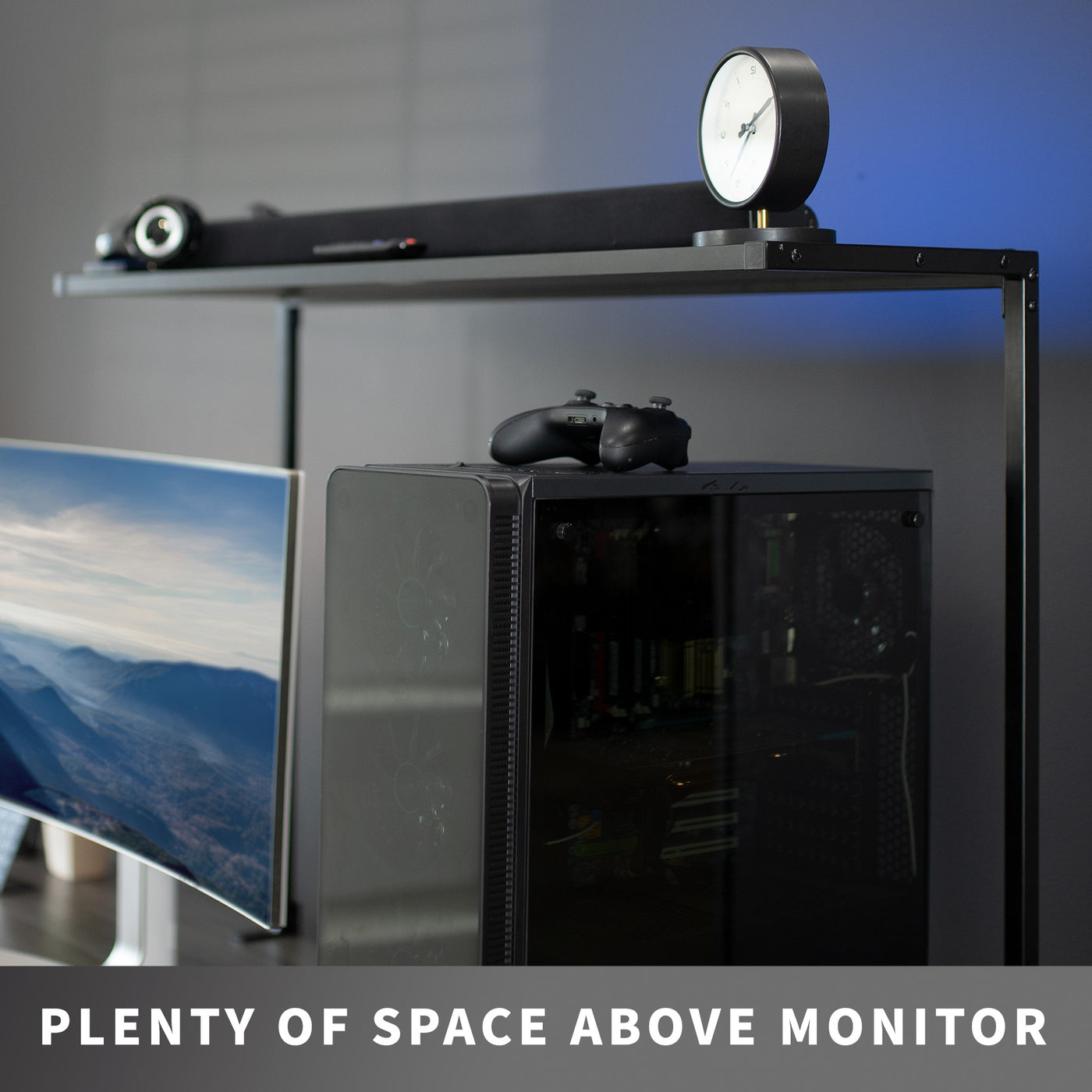 Over Computer Screen Shelf Black 42” Clamp-on Overhead Shelf – VIVO - desk solutions, screen ...