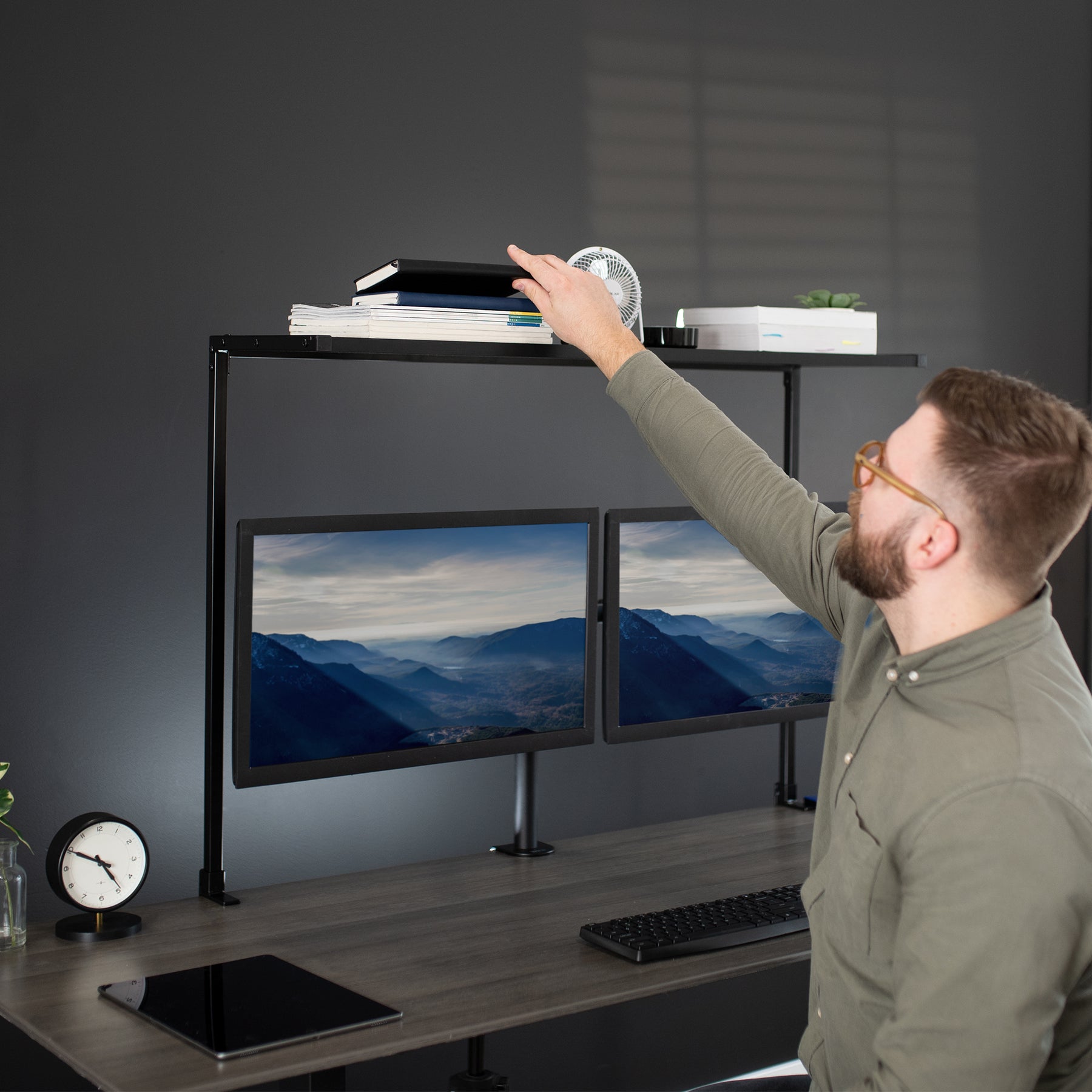 Over Computer Screen Shelf Black 42” Clamp-on Overhead Shelf – VIVO - desk solutions, screen ...