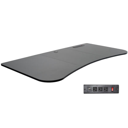  63 x 32 inch Universal Table Top with Built-In Power Strip for Standard and Sit Stand Height Adjustable Home and Office Desk Frames