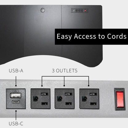  63 x 32 inch Universal Table Top with Built-In Power Strip for Standard and Sit Stand Height Adjustable Home and Office Desk Frames