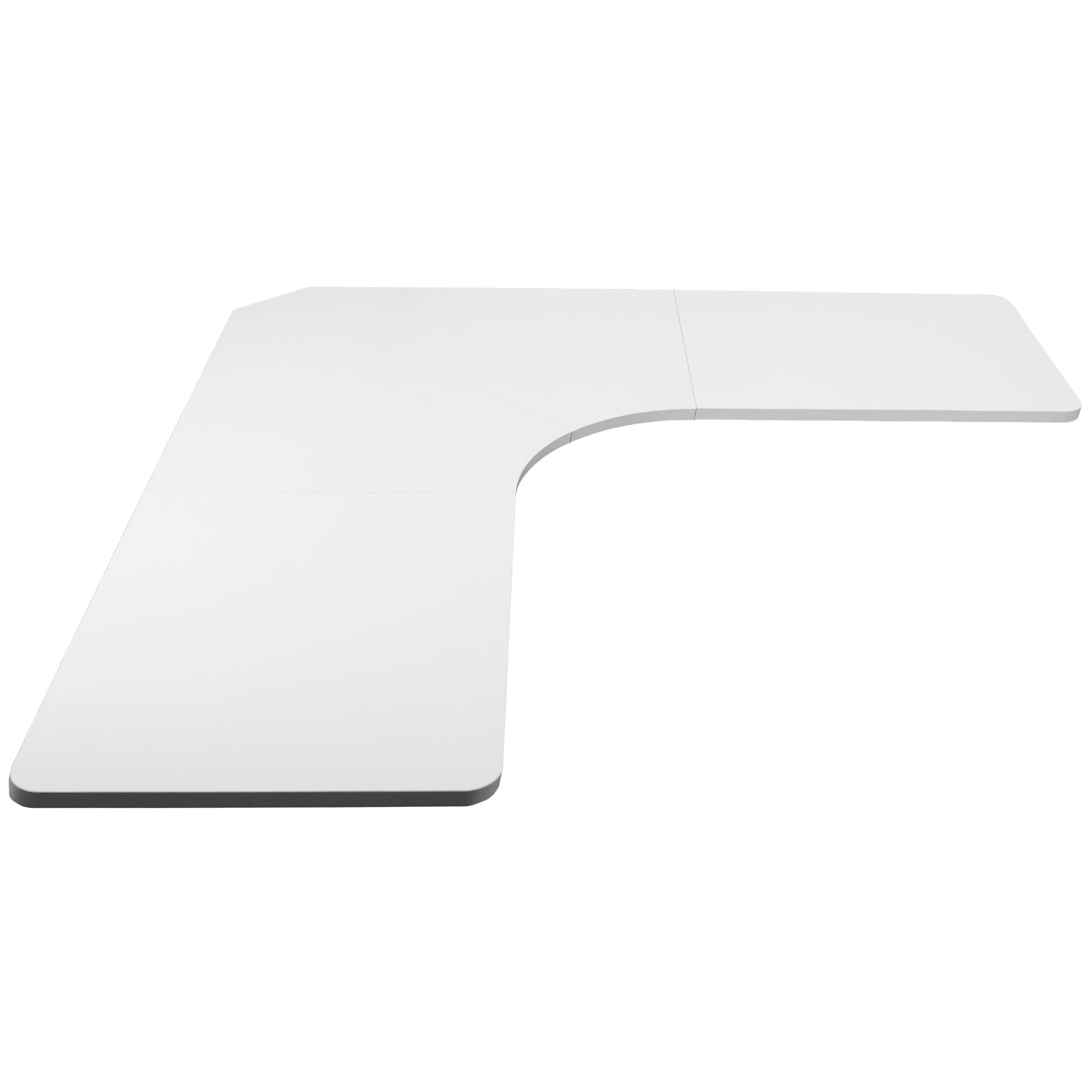 vivo White 71 x 71 inch Curved Corner Table Top for Sit to Stand Desk Frames
