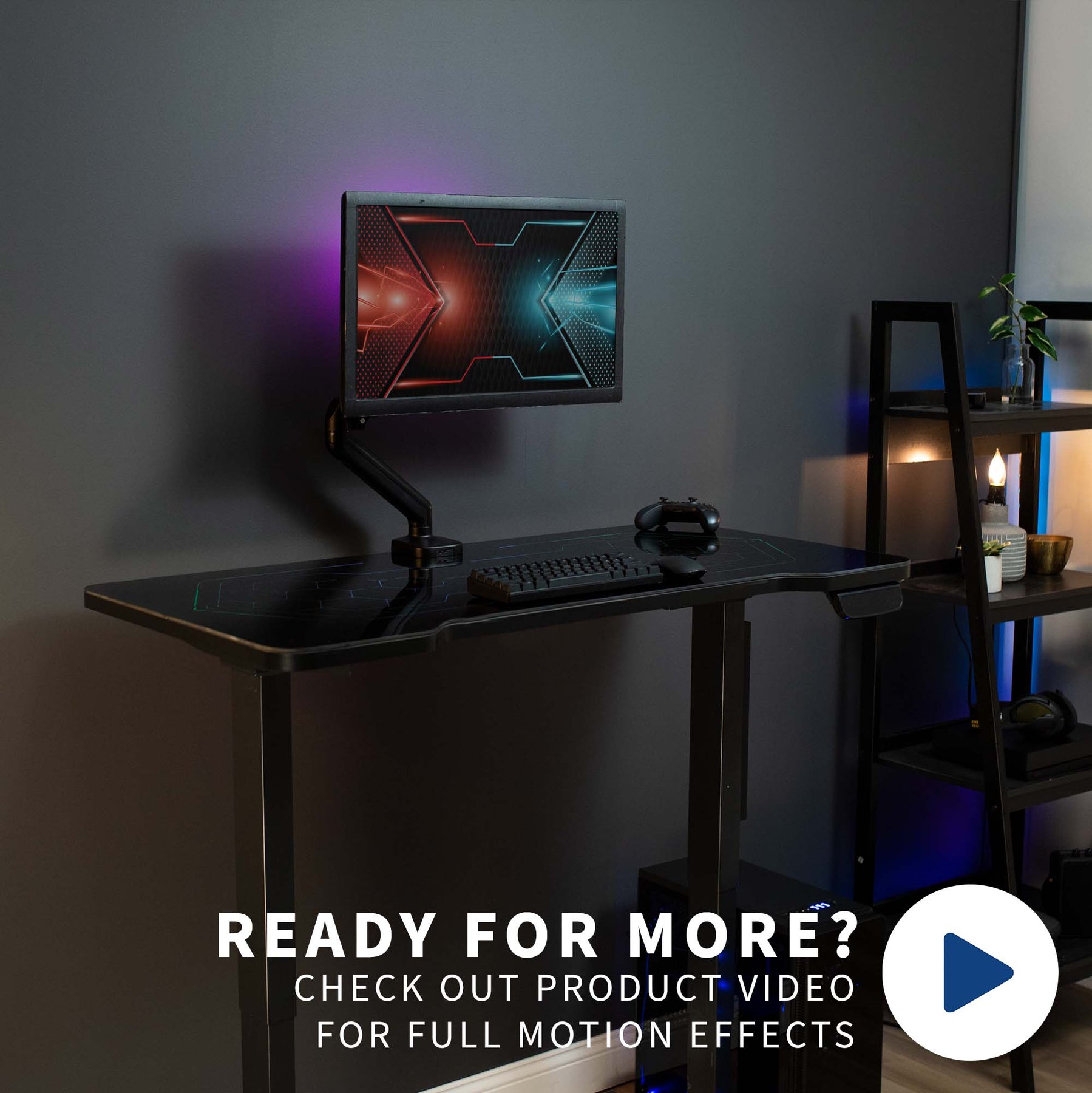 Black 48 x 24 Table Top with RGB Lighting – VIVO - desk solutions