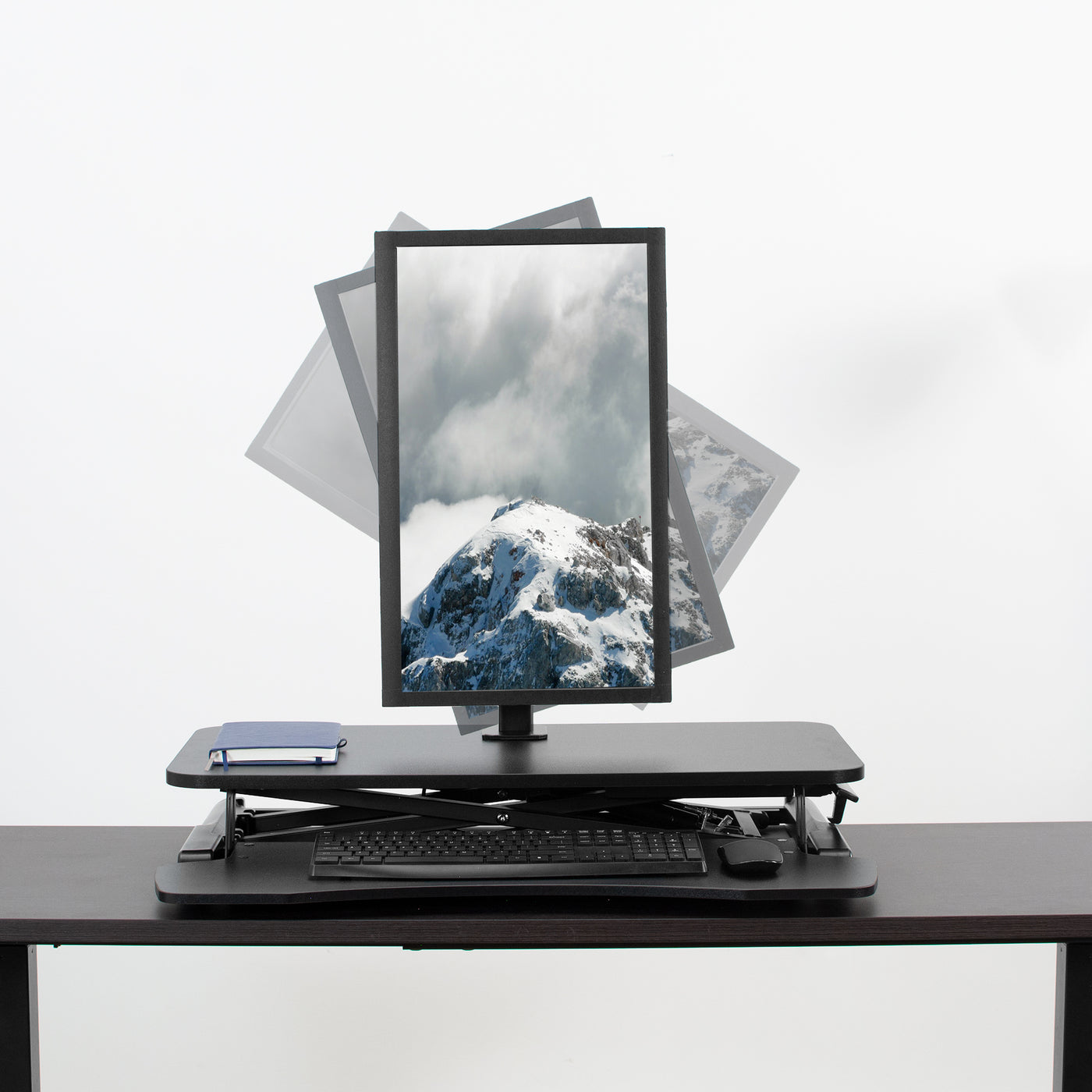 The built-in monitor mount can securely display your monitor vertically or horizontally. 
