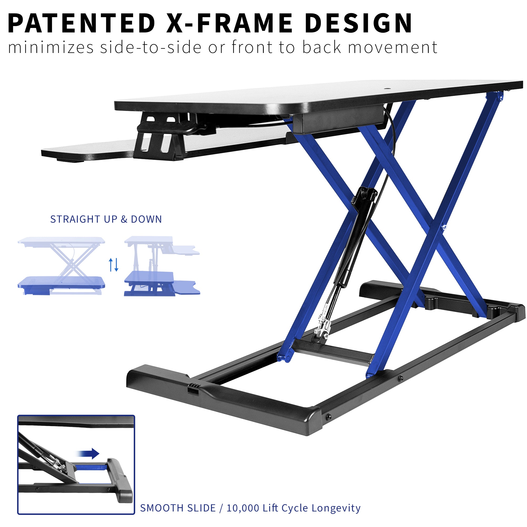 Sturdy height adjustable 2-tiered desk riser for ergonomic office workstation.