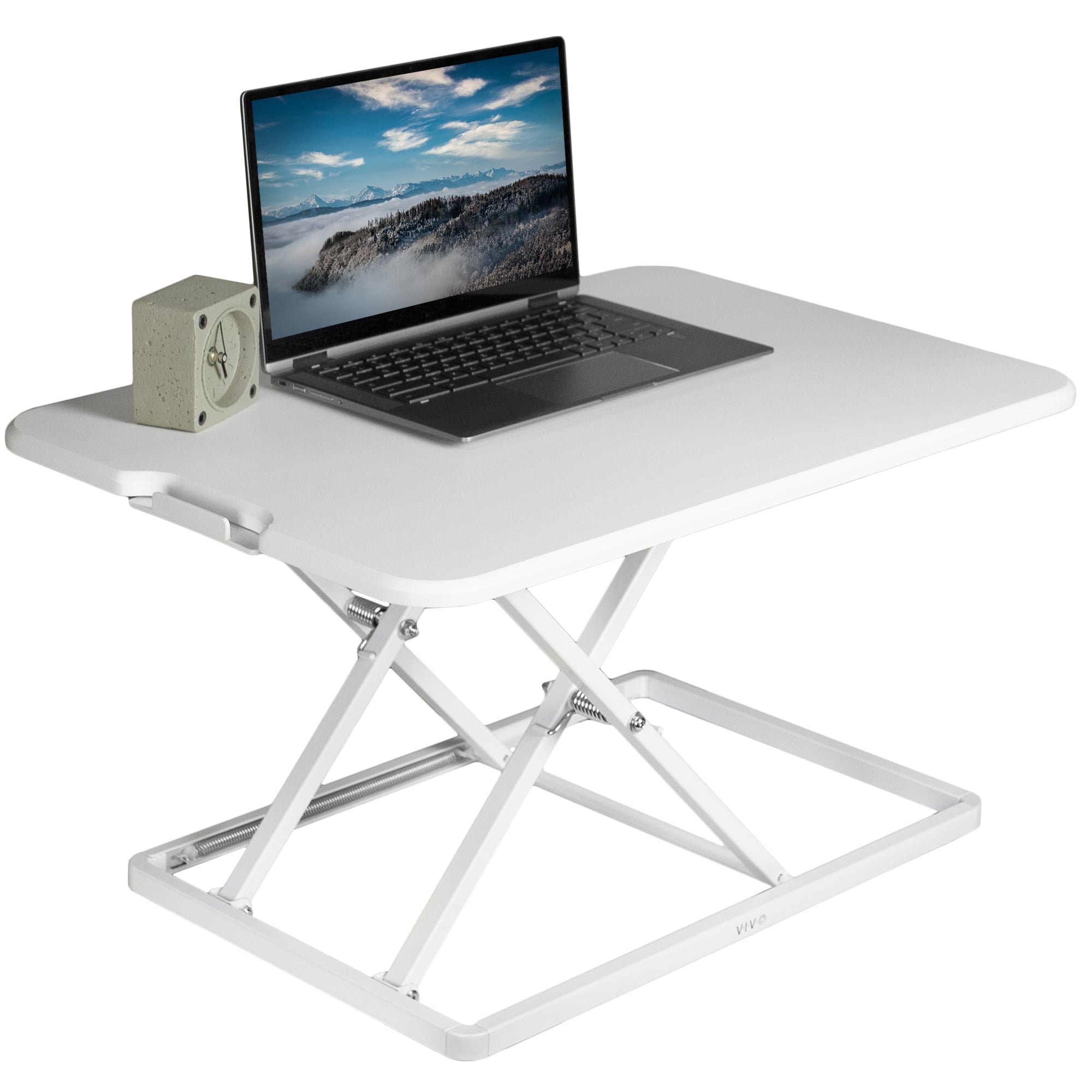 Heavy-duty height adjustable desk converter monitor riser.