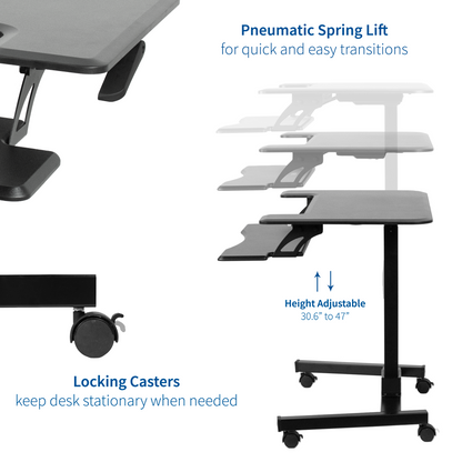 Height adjustments made easily with a pneumatic spring lift.