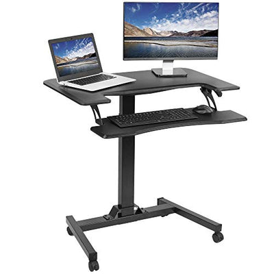 Compact mobile two-tier desk.