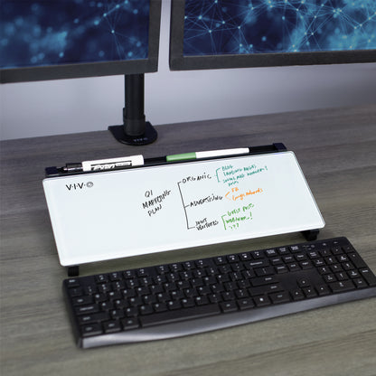 Small Glass 16" x 7" Desktop Whiteboard with Open Storage