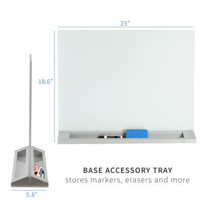 The base accessory tray is stable yet low profile.