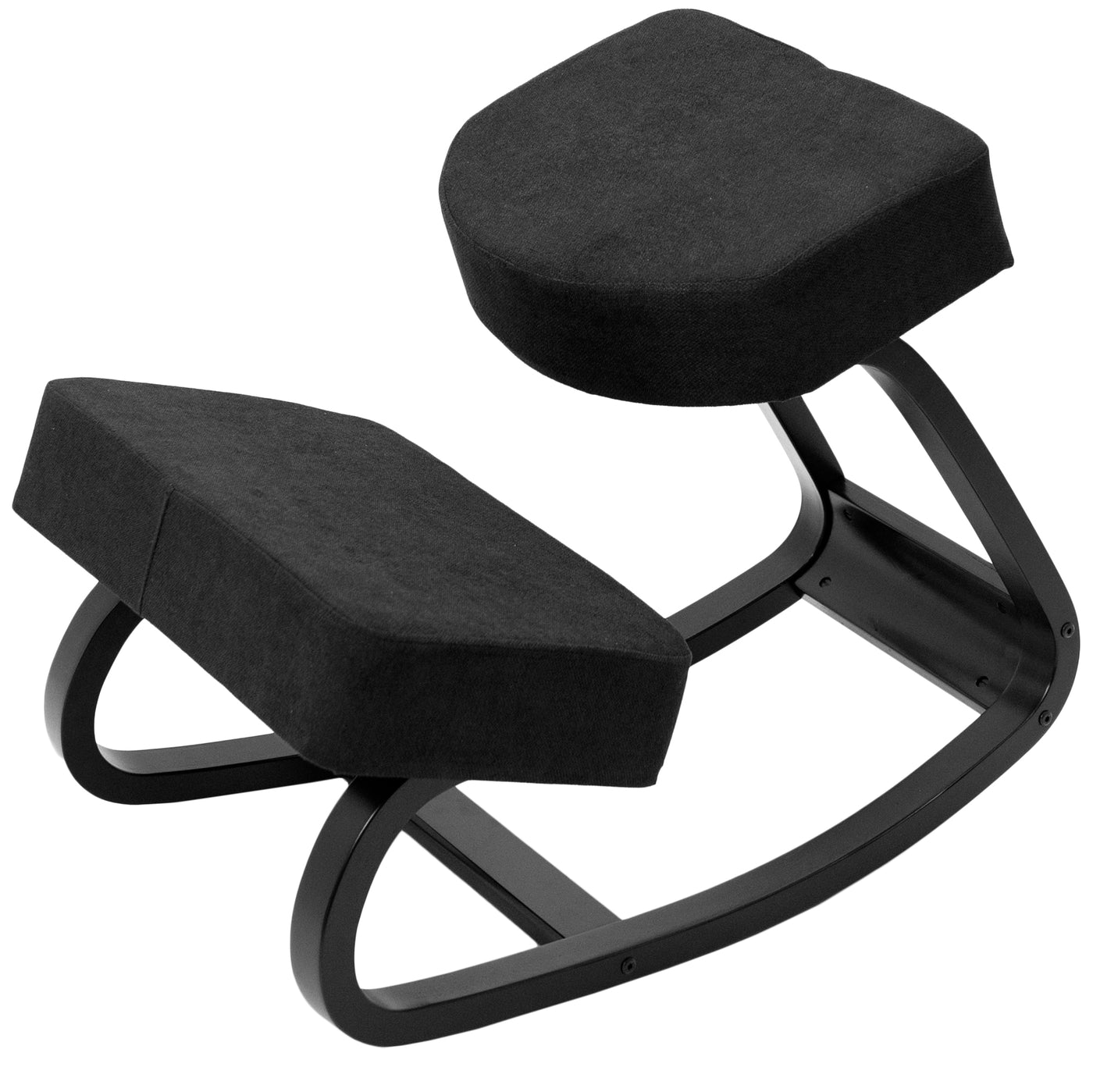 Rocking all-black kneeling chair.