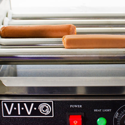 Five roller electric hotdog cookers.