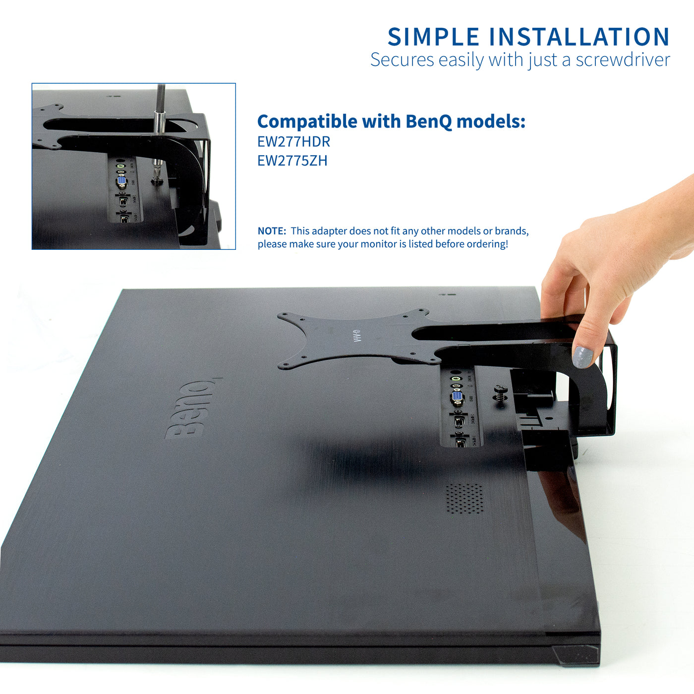 Installation process made easy with all required hardware and a manual. 