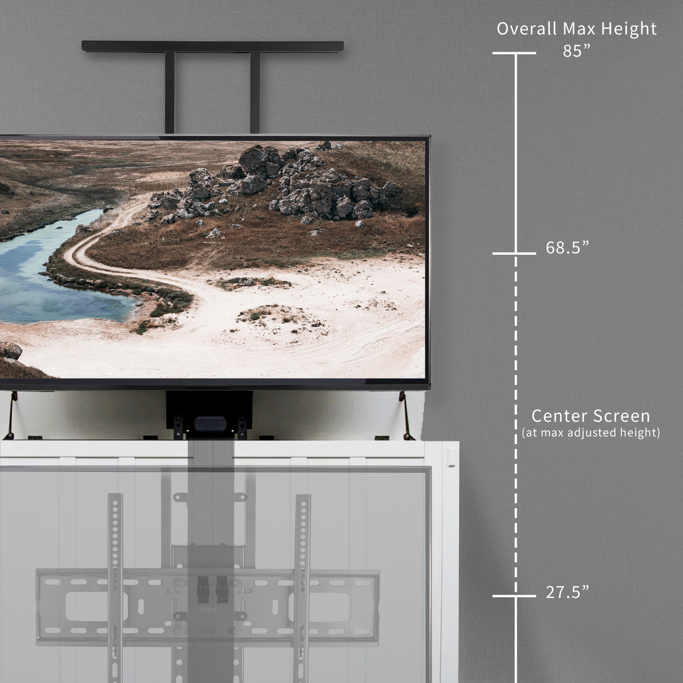 Motorized TV Lift Stand For 37-65 Inch TVs With Remote (1000mm, 130 Lbs Capacity)