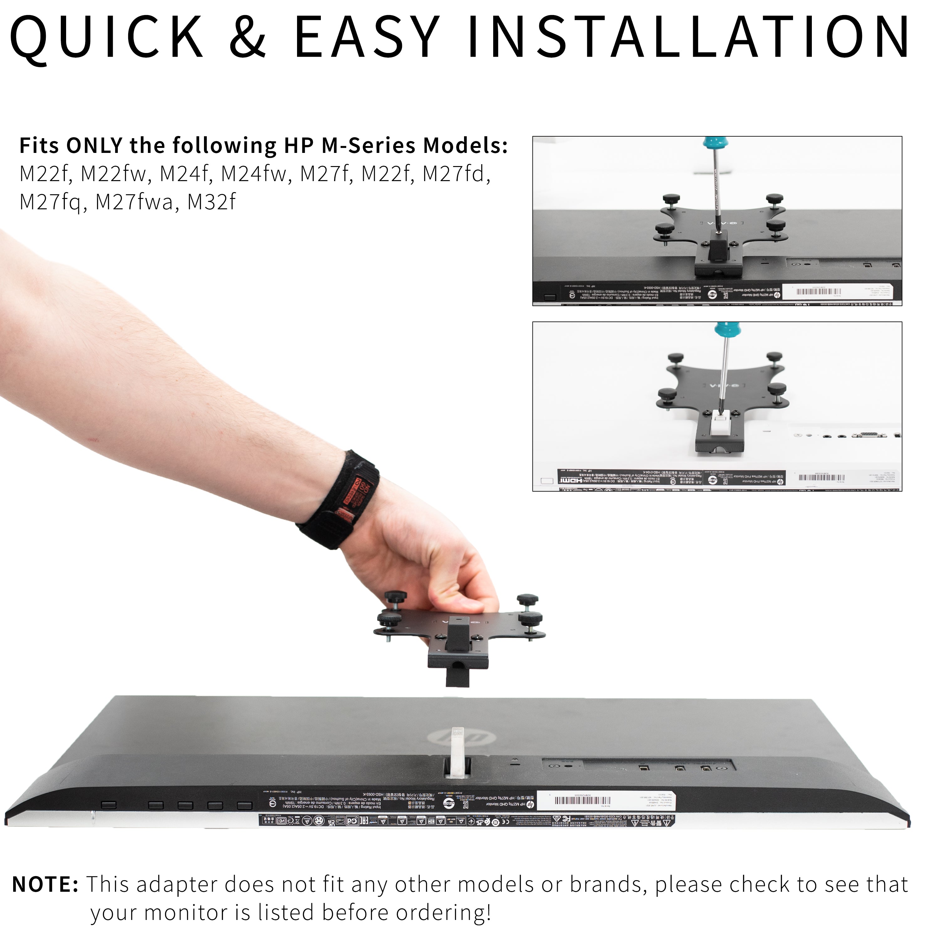 Quick Attach VESA Mounting Solutions for non-VESA Compatible HP M-Series Monitors