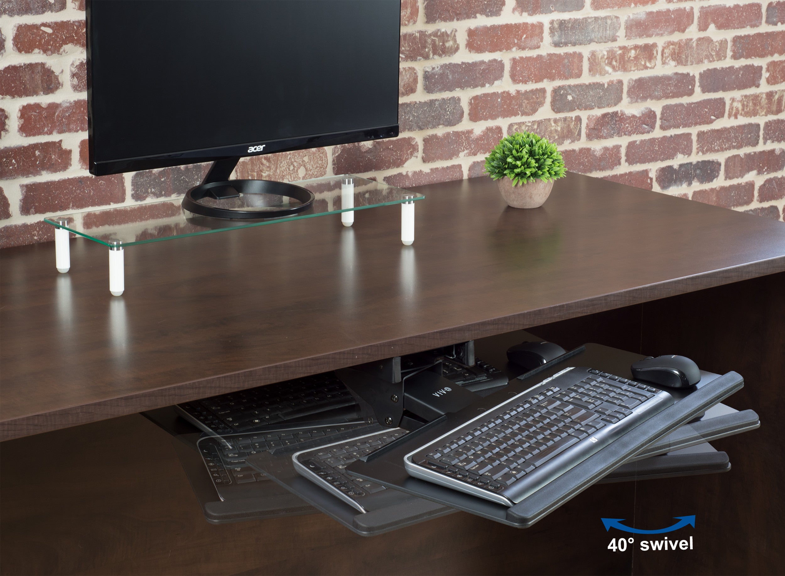 Ergonomic deluxe under desk keyboard tray mount attachment.