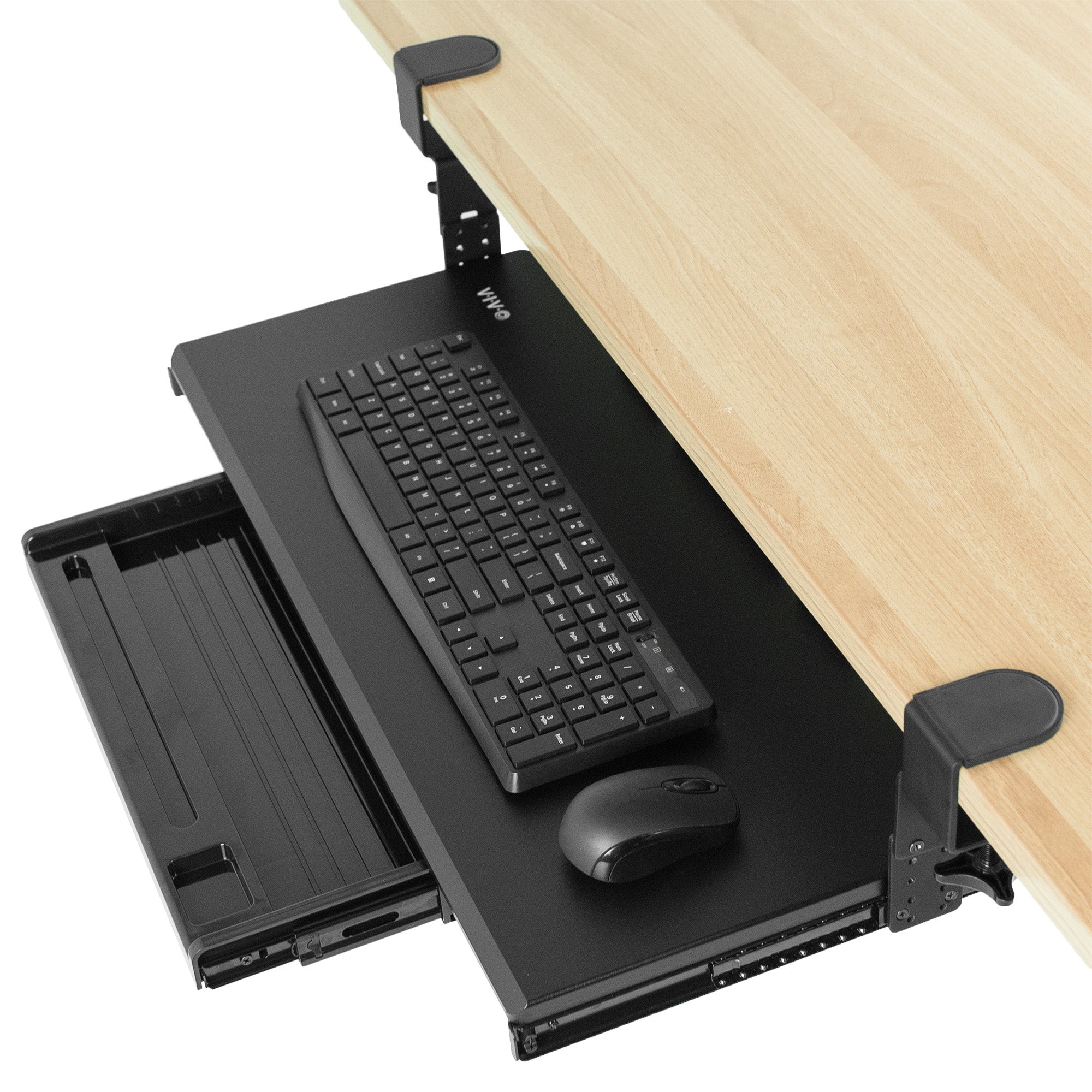 Clamp-on Height Adjustable Keyboard Tray with Pencil Drawer – VIVO ...