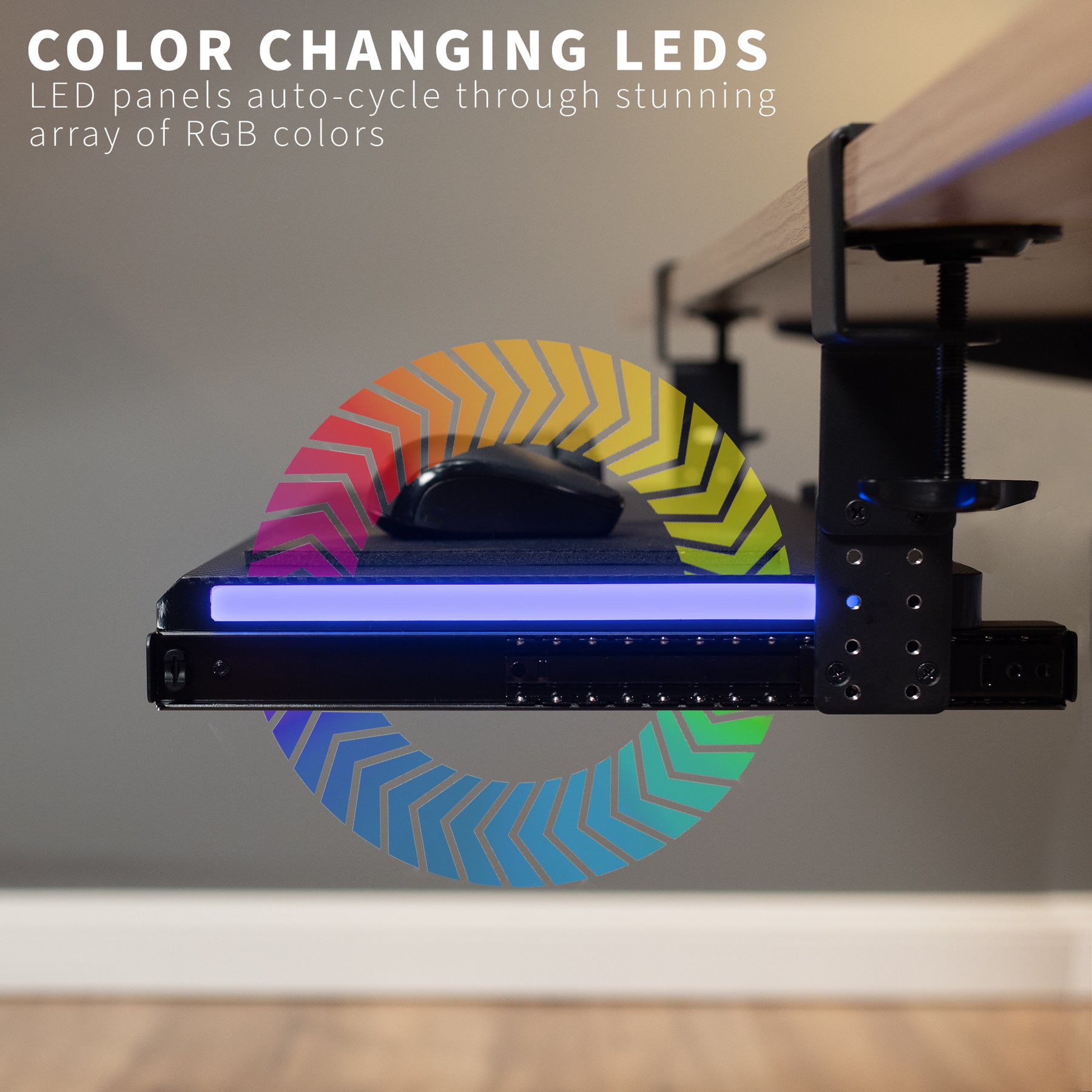 Clamp-on Height Adjustable Keyboard Tray with RGB Lights – VIVO - desk  solutions, screen mounting, and more