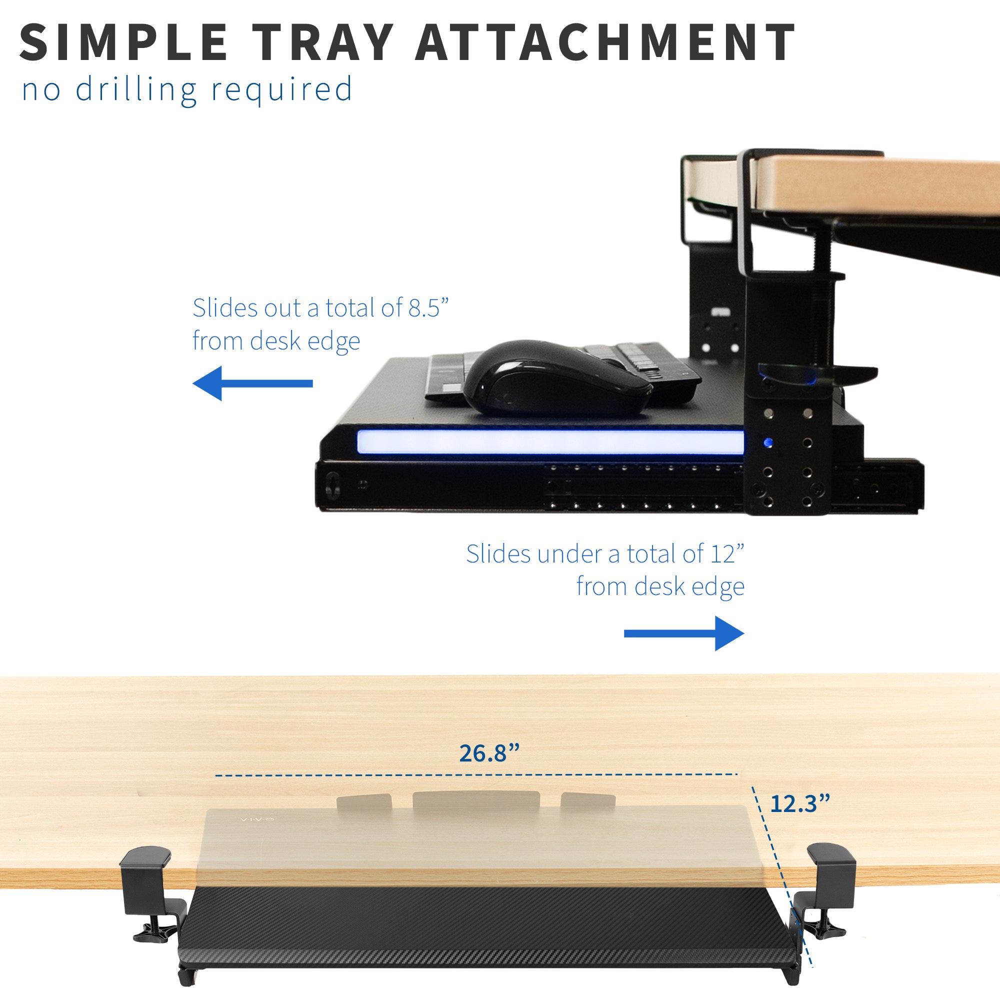 Simple tray attachment to have your keyboard tray in use in no time!