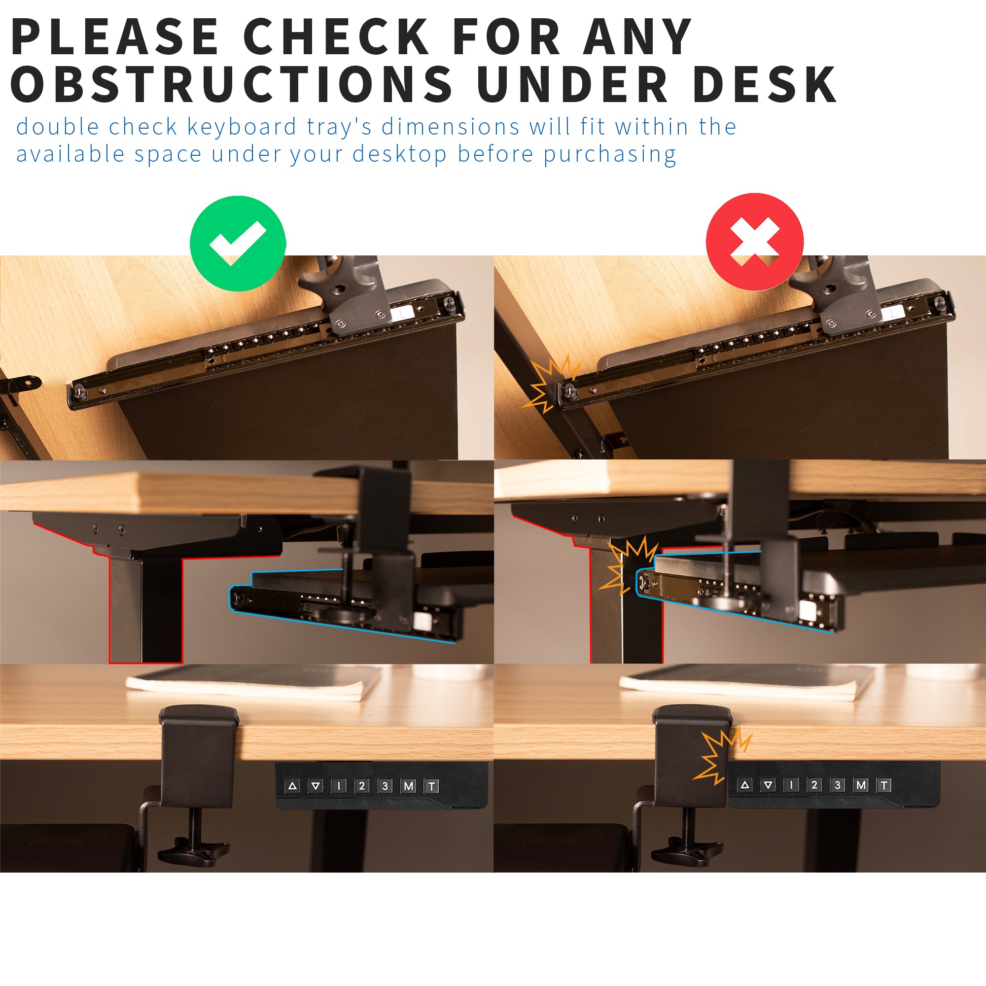 Clamp-on height adjustable pullout keyboard tray attachment.