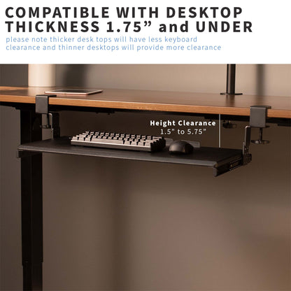 Spacious under-desk workspace with a pull-out tray.