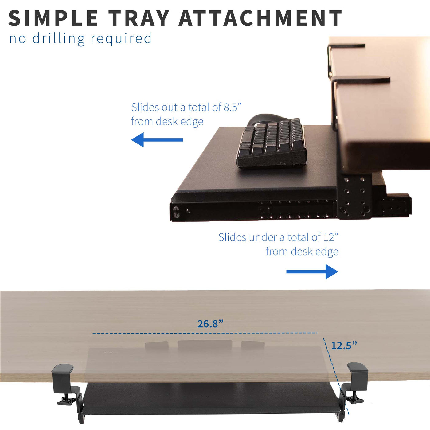 Adjustable Monitor Arm with Keyboard Tray (Vamonitor) 60118-563