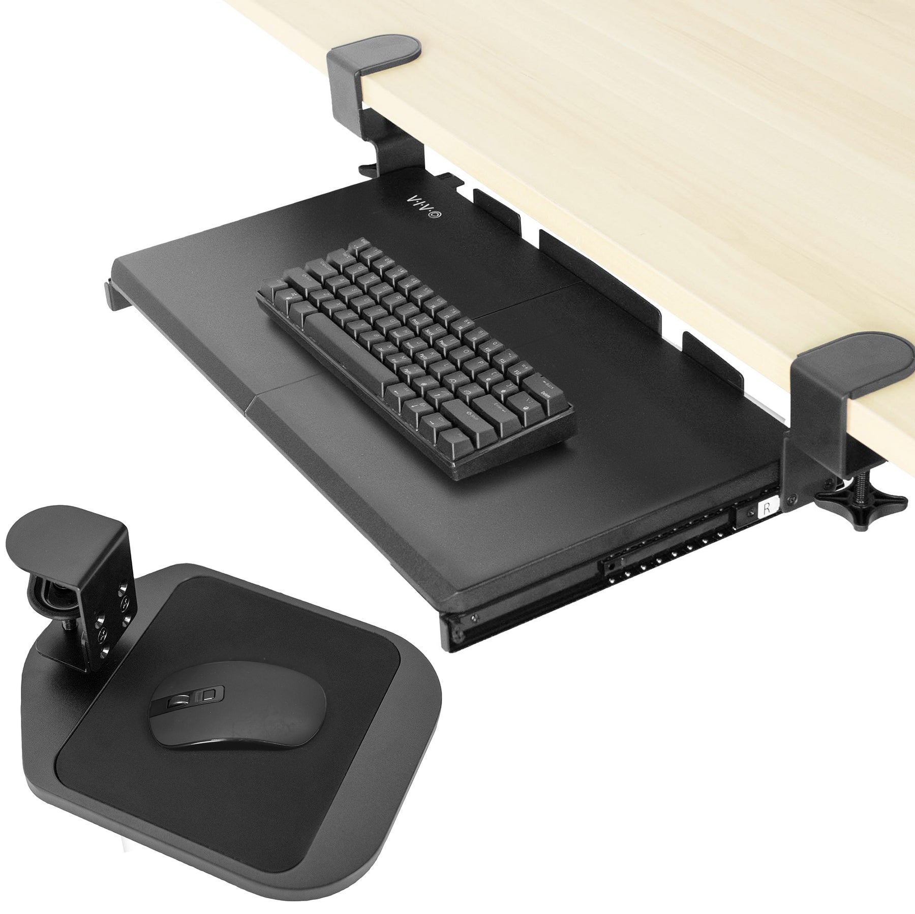 Mount-It! Clamp-On Adjustable Keyboard and Mouse Tray, Size: One size, Black