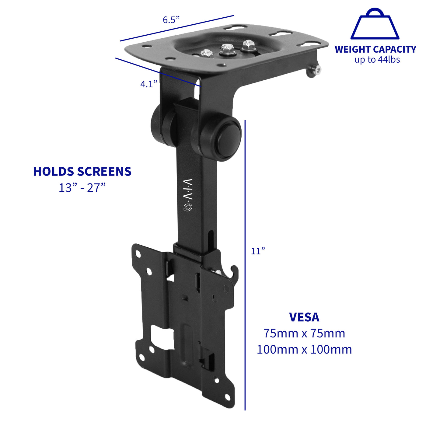 Flip Down Ceiling Mount For 13 To 27 Tvonitors Vivo Desk Solutions Screen Mounting And More