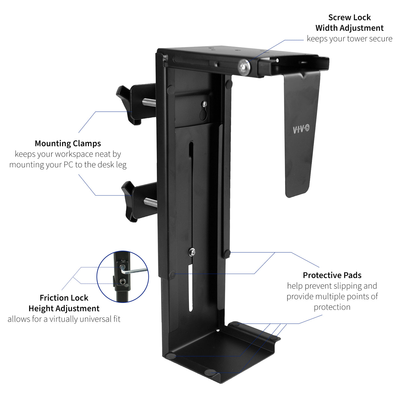 Under Desk Leg Clamp PC Mount – VIVO - desk solutions, screen mounting ...