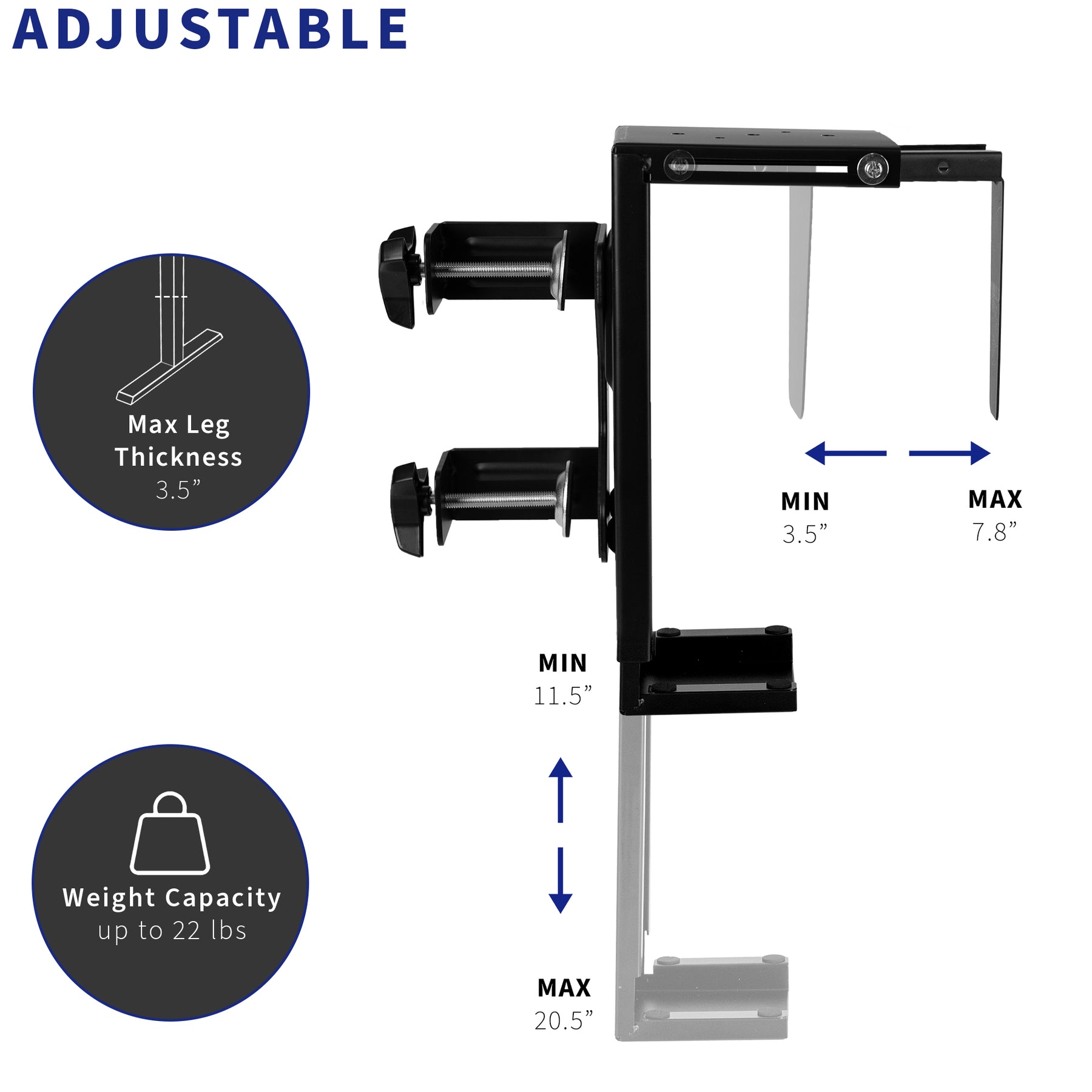 Under Desk Leg Clamp PC Mount – VIVO - desk solutions, screen mounting ...