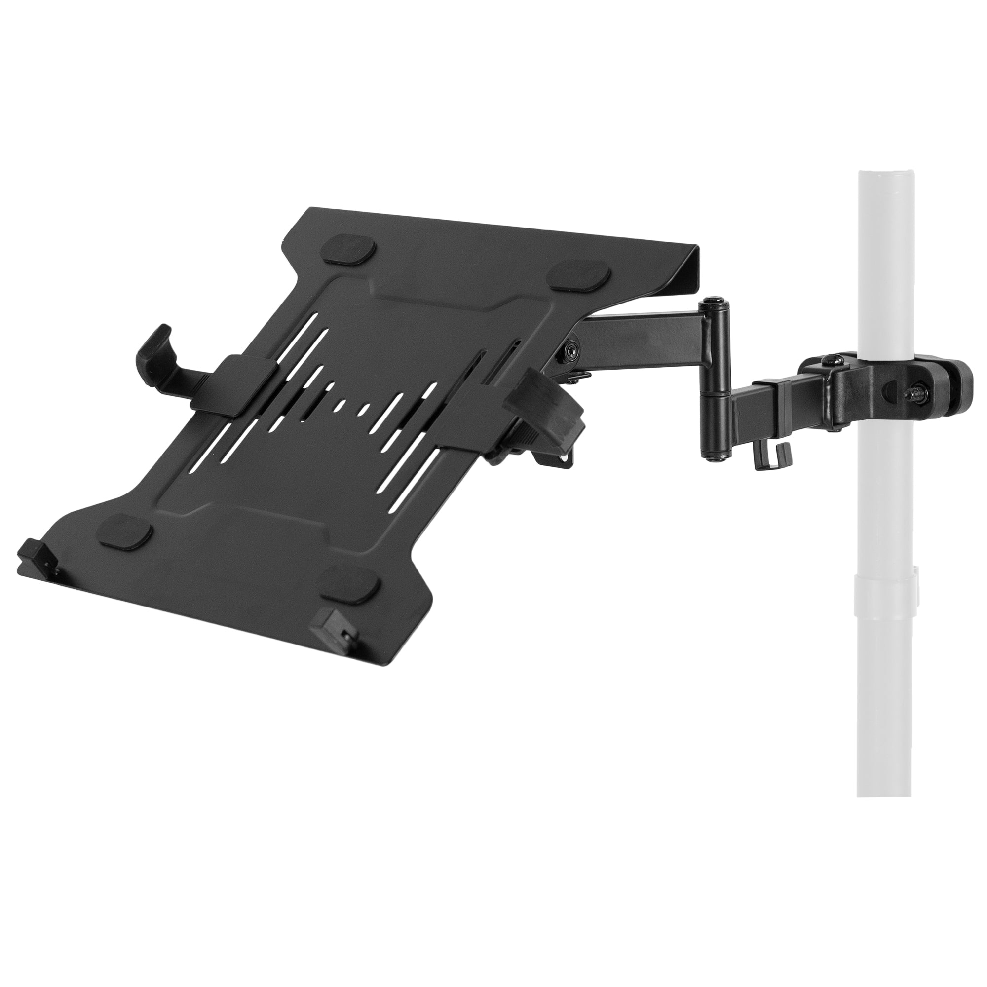 Pole mount laptop arm with VESA plate adapter.