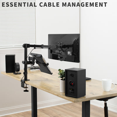 Essential cable management is provided through the back of the arm.