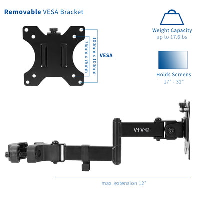 Pole Mount Monitor Arm with Removable VESA Bracket