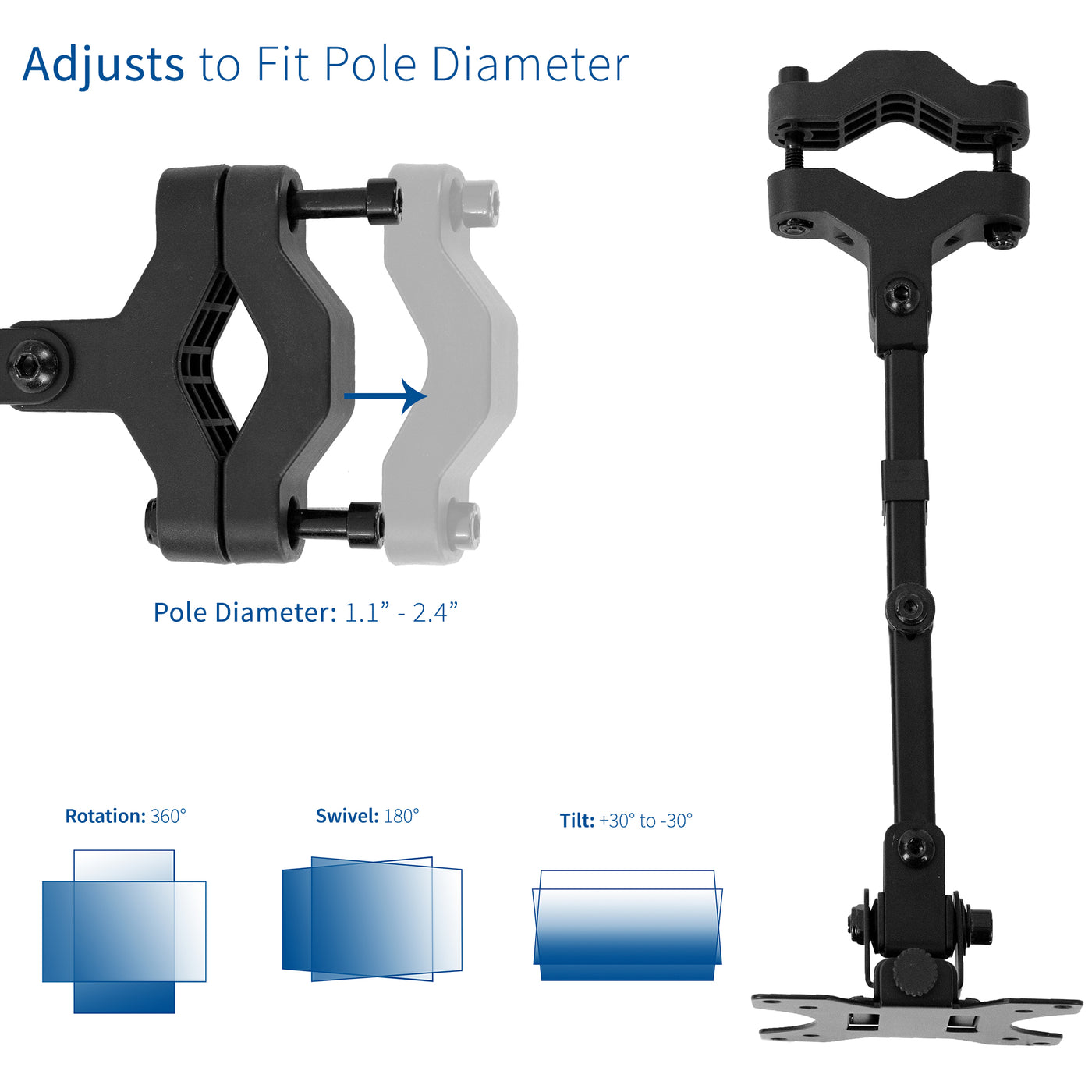 Pole Mount Monitor Arm for VESA 75x75mm and 100x100mm – VIVO - desk ...