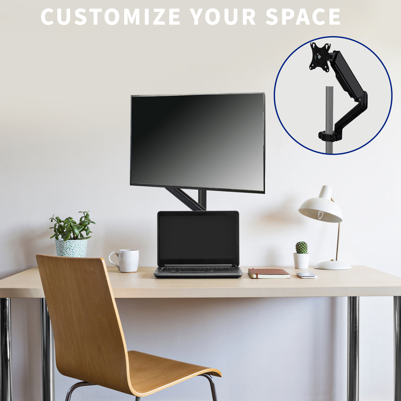 Pole Mount Pneumatic Monitor Arm for VESA 75x75mm and 100x100mm – VIVO ...