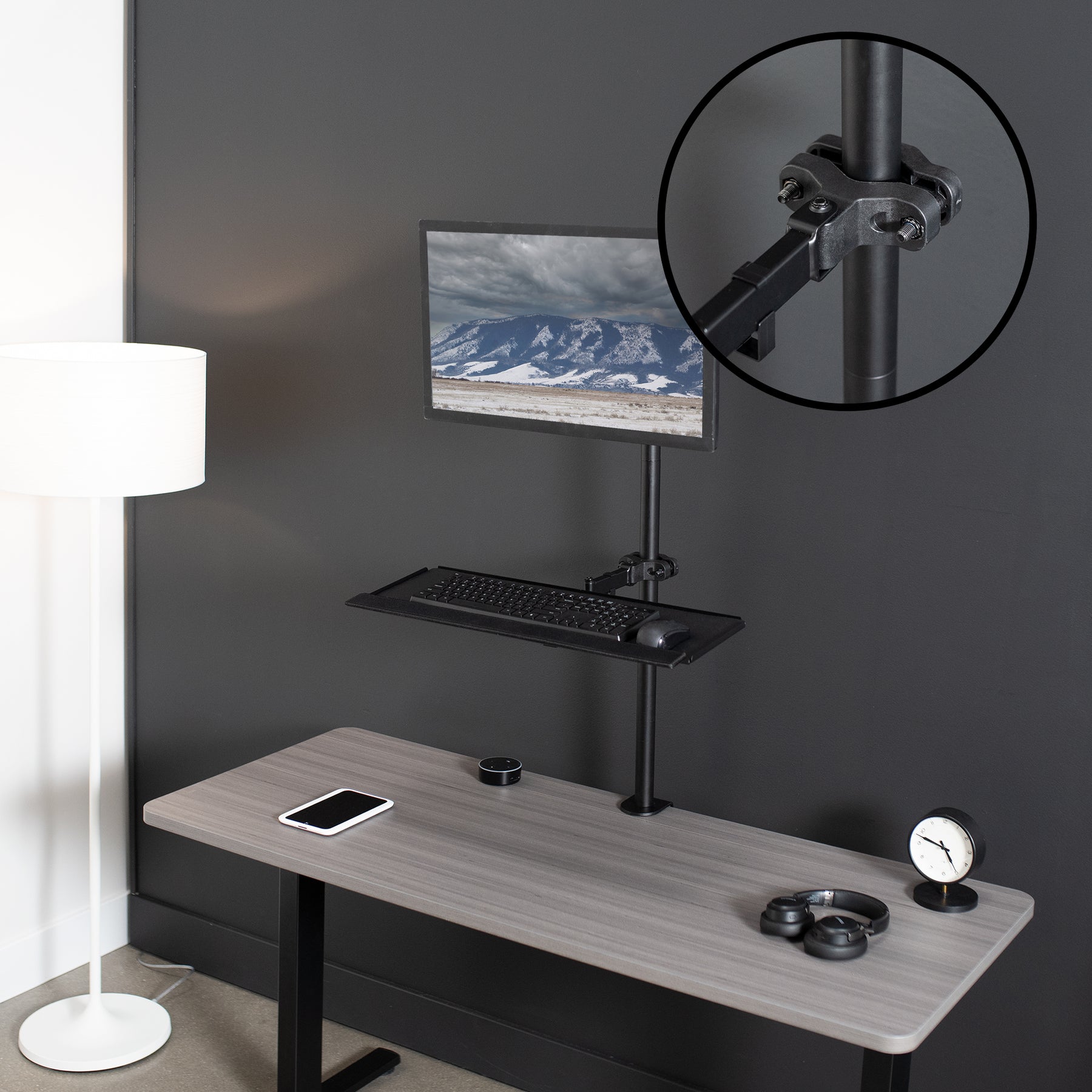 Keyboard Riser Pole Standing Black Pole Mount Tilting Keyboard Tray – VIVO - desk solutions, screen ...