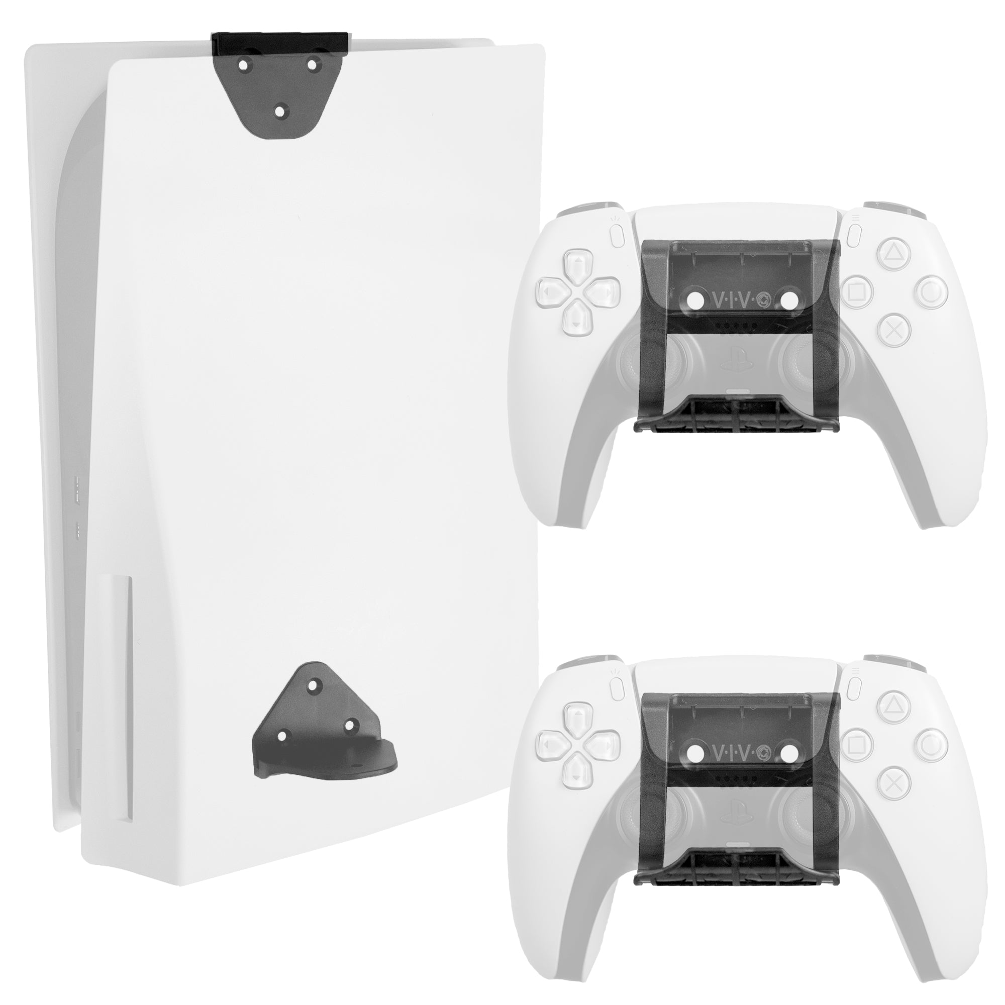 2 in 1 wall and desk mounts for PS5 plus 2 controller mounts.