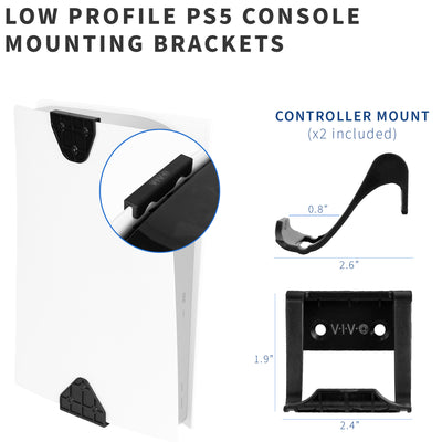 Low profile 2 in 1 wall and desk mounts for PS5 plus 2 controller mounts.
