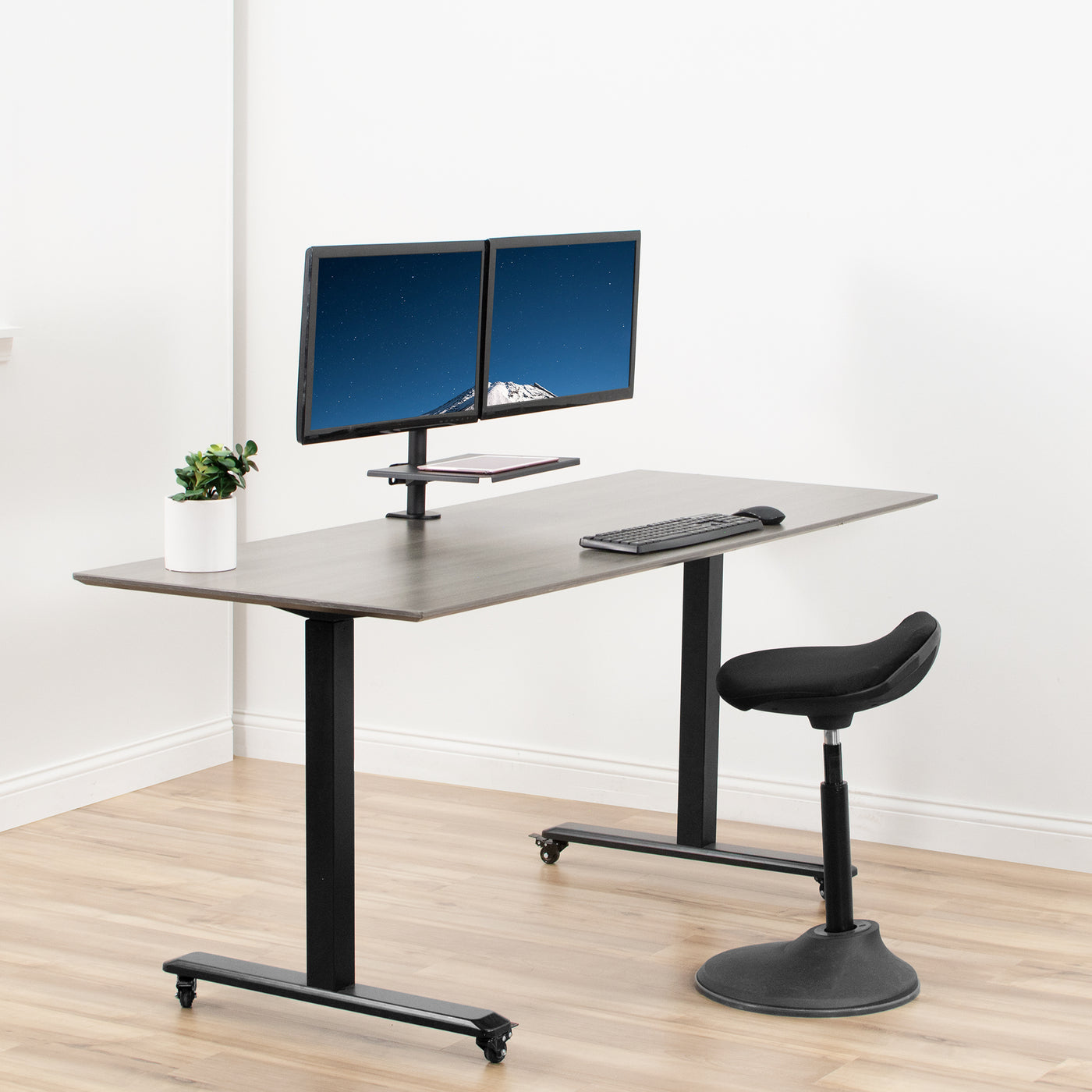  Active workspace with a modern touch and minimalist feel.